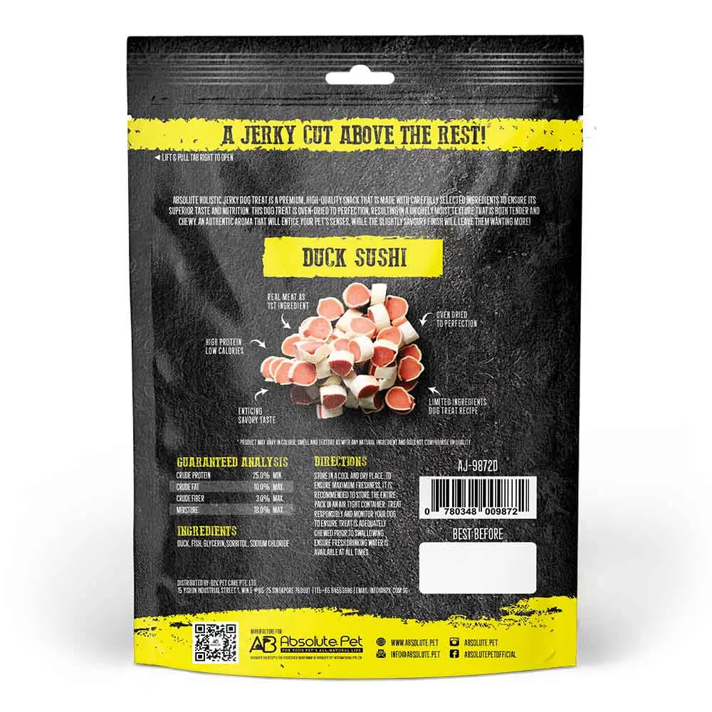 20% OFF: Absolute Holistic Duck & Whitefish Grain Free Sushi Dog Treat 100g