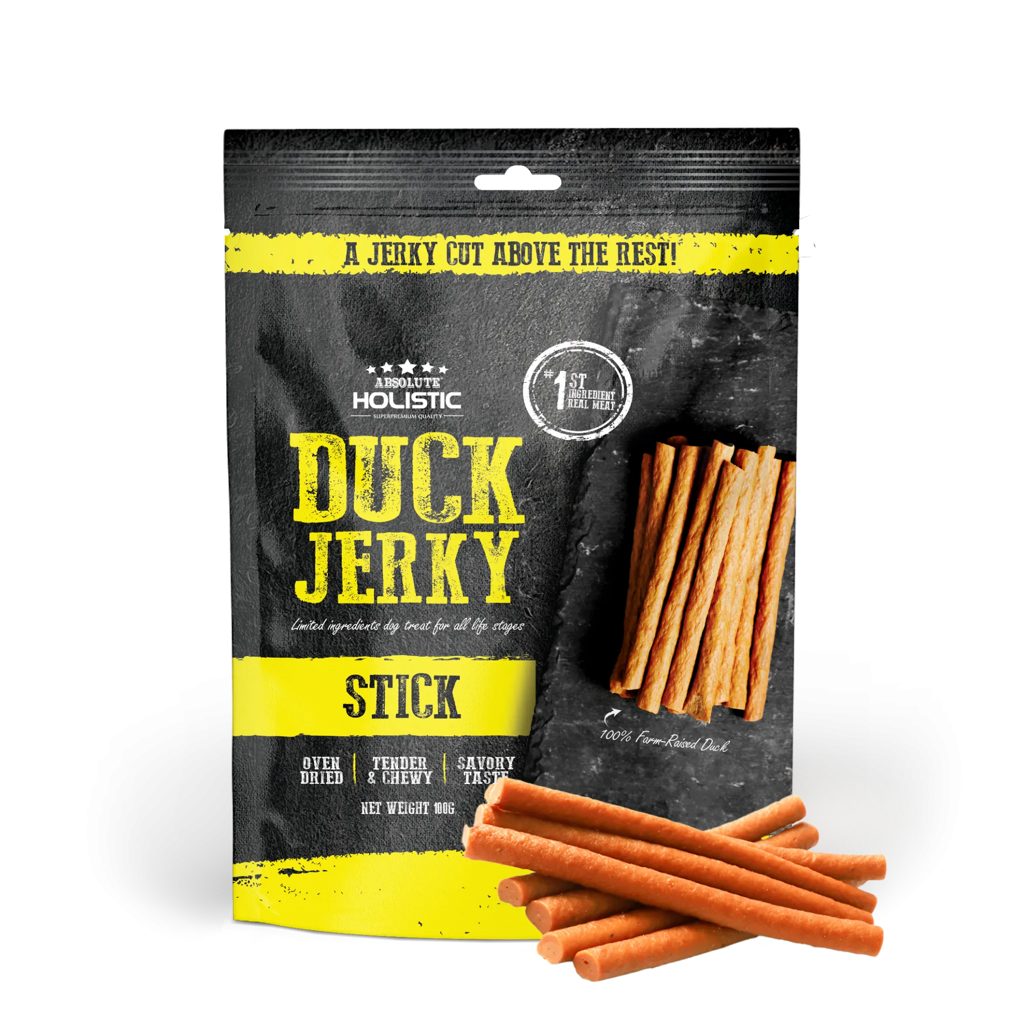 Absolute Holistic Grain Free Treats for Dog - Duck Jerky Loin Stick (100g)