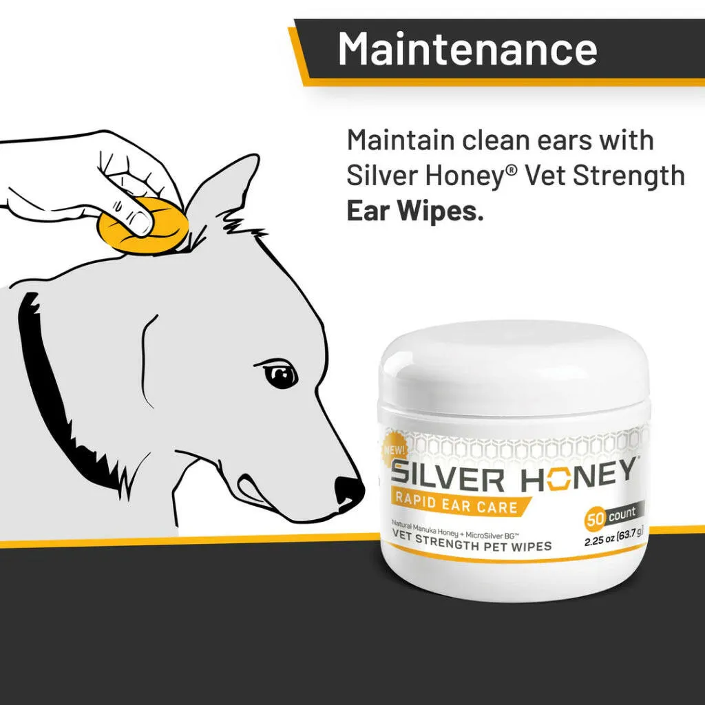 Absorbine Silver Honey Rapid Ear Care Vet Strength Pet Wipes