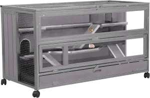Aivituvin Hamster Cage Guinea Pig Cage Metal Frame Rat House with Aluminium Alloy Edge with Hideout, Seesaws, Leak Proof Plastic Tray, Movable