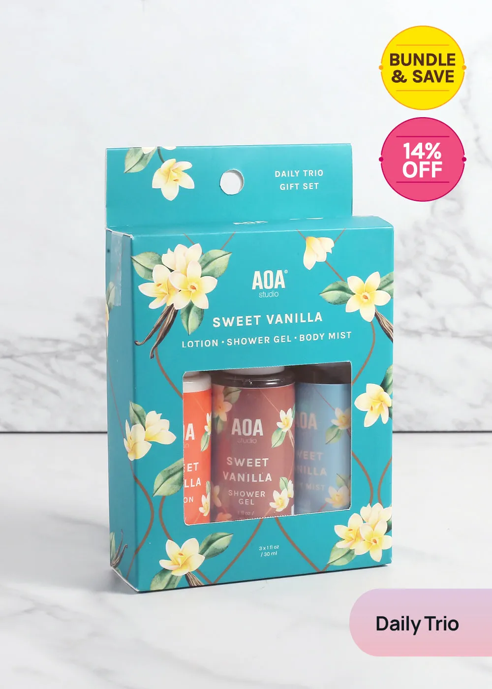 AOA Lotion, Shower Gel & Body Mist - Sweet Vanilla