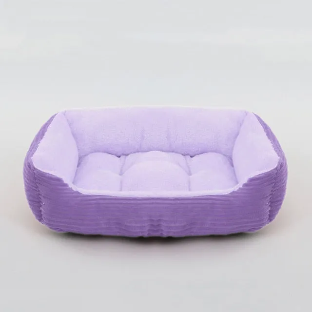 Bed For Dog Cat Pet Square Plush Kennel