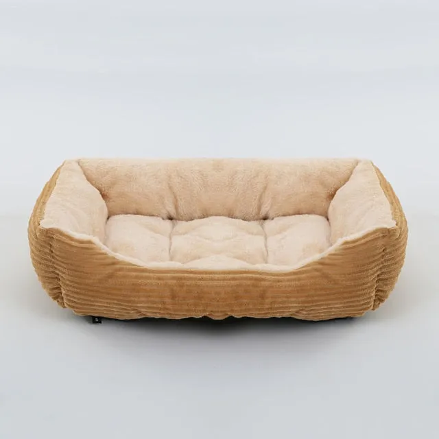 Bed For Dog Cat Pet Square Plush Kennel