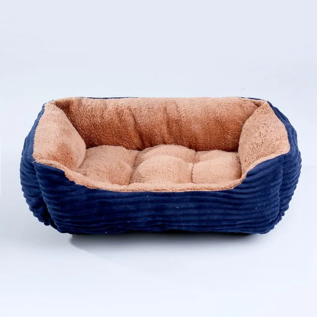 Bed For Dog Cat Pet Square Plush Kennel
