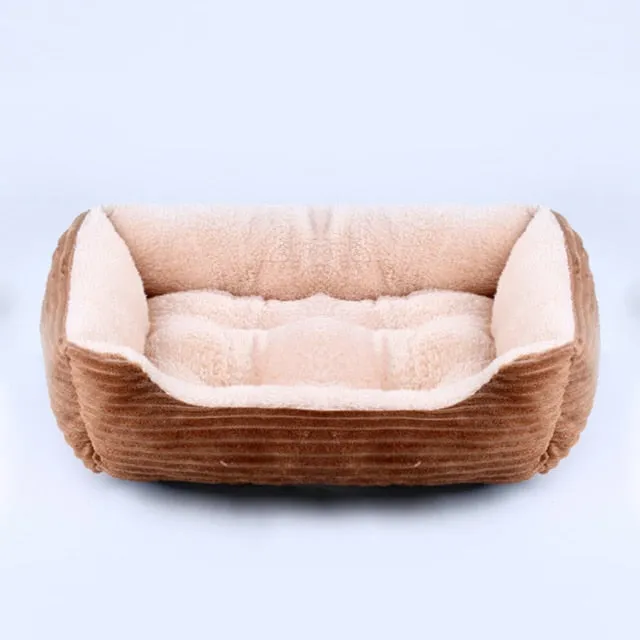 Bed For Dog Cat Pet Square Plush Kennel