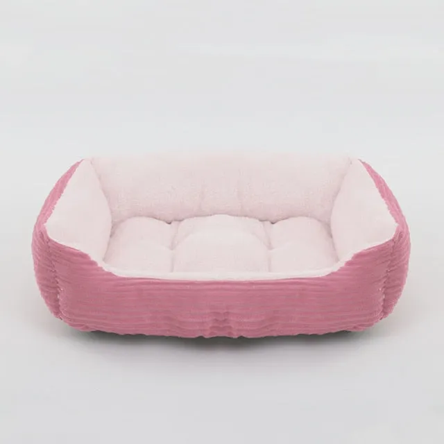 Bed For Dog Cat Pet Square Plush Kennel