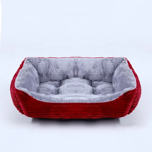 Bed For Dog Cat Pet Square Plush Kennel