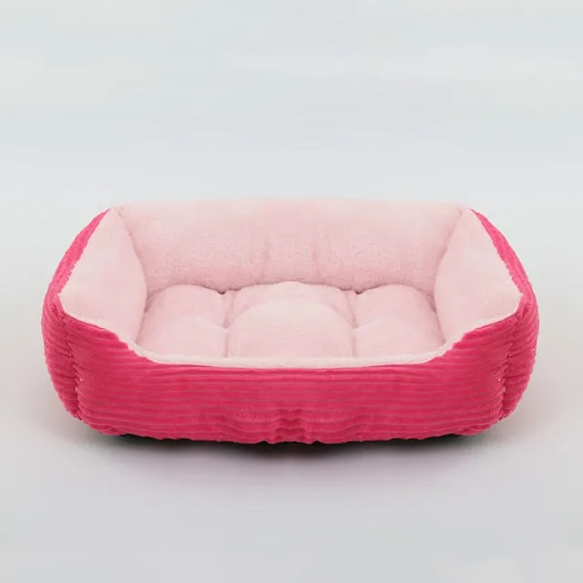 Bed For Dog Cat Pet Square Plush Kennel