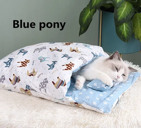 Best Cat Dog Bed Cotton Sleeping Bag Kennel Nest Cushion Warm Winter Bed