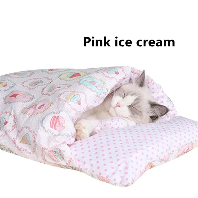 Best Cat Dog Bed Cotton Sleeping Bag Kennel Nest Cushion Warm Winter Bed