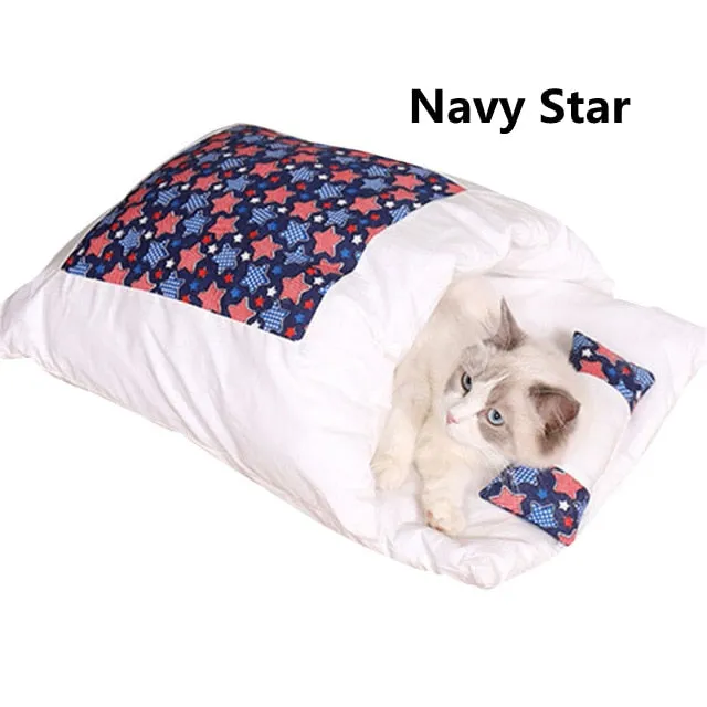 Best Cat Dog Bed Cotton Sleeping Bag Kennel Nest Cushion Warm Winter Bed