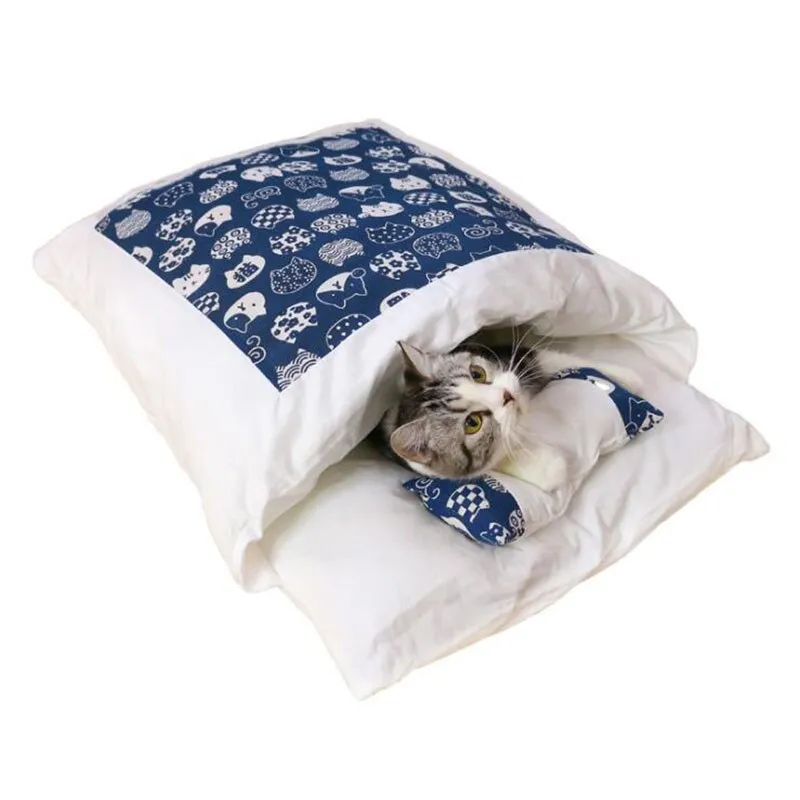 Best Cat Dog Bed Cotton Sleeping Bag Kennel Nest Cushion Warm Winter Bed