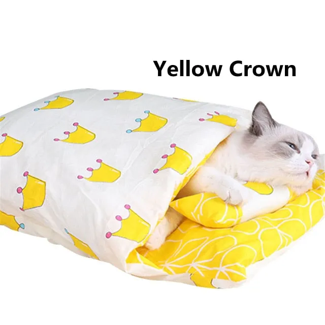 Best Cat Dog Bed Cotton Sleeping Bag Kennel Nest Cushion Warm Winter Bed