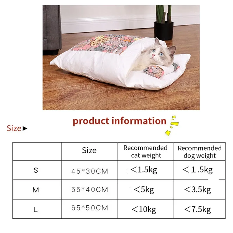 Best Cat Dog Bed Cotton Sleeping Bag Kennel Nest Cushion Warm Winter Bed