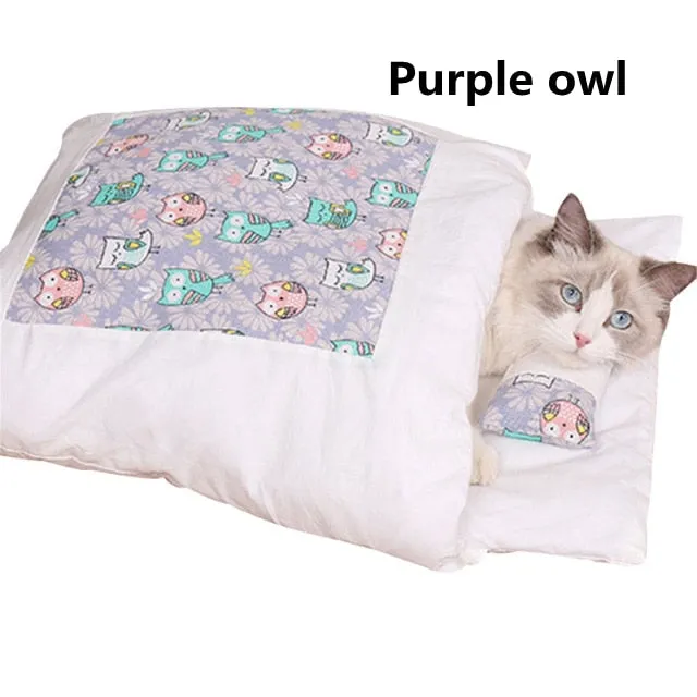 Best Cat Dog Bed Cotton Sleeping Bag Kennel Nest Cushion Warm Winter Bed