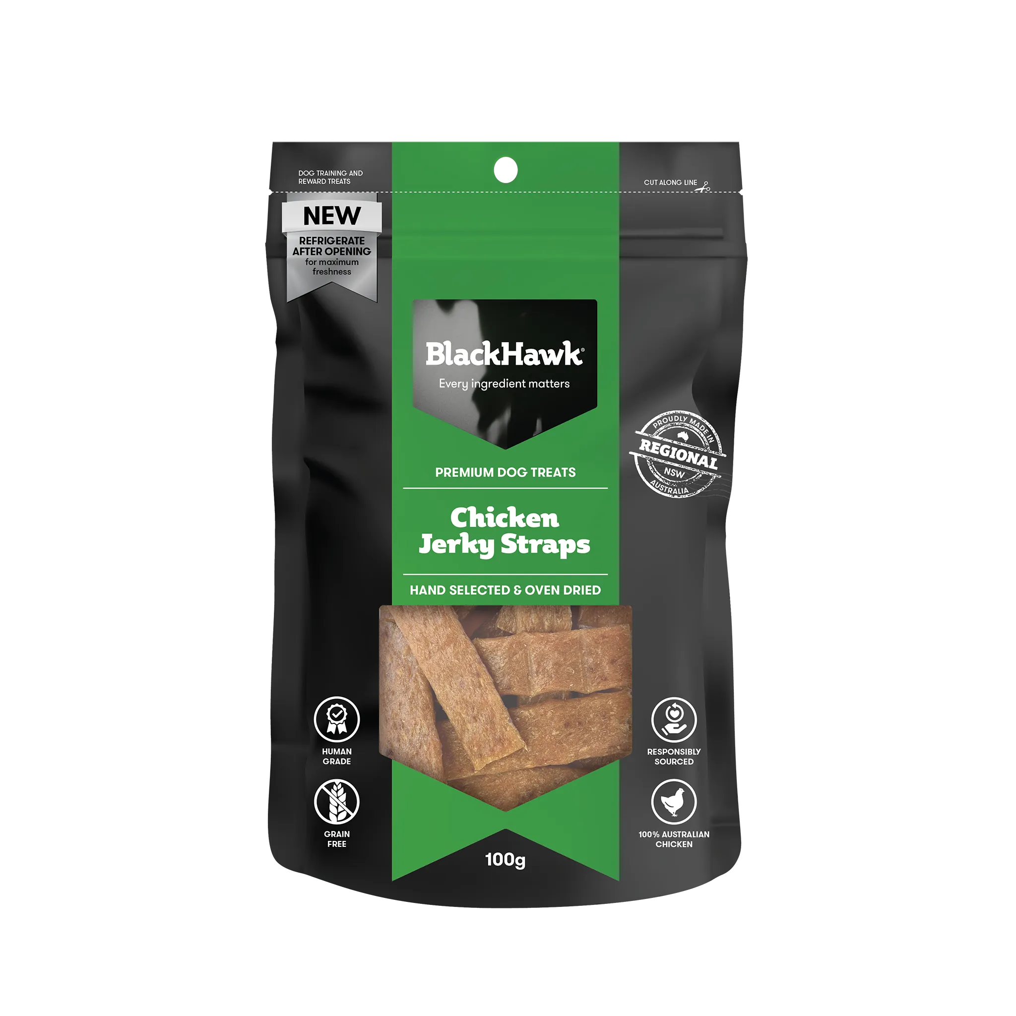 Black Hawk - Chicken Straps Dog Treats (100g)