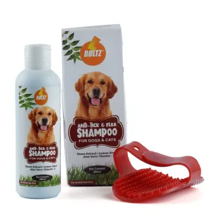 Boltz Anti Tick & Flea Shampoo with Brush for Dogs