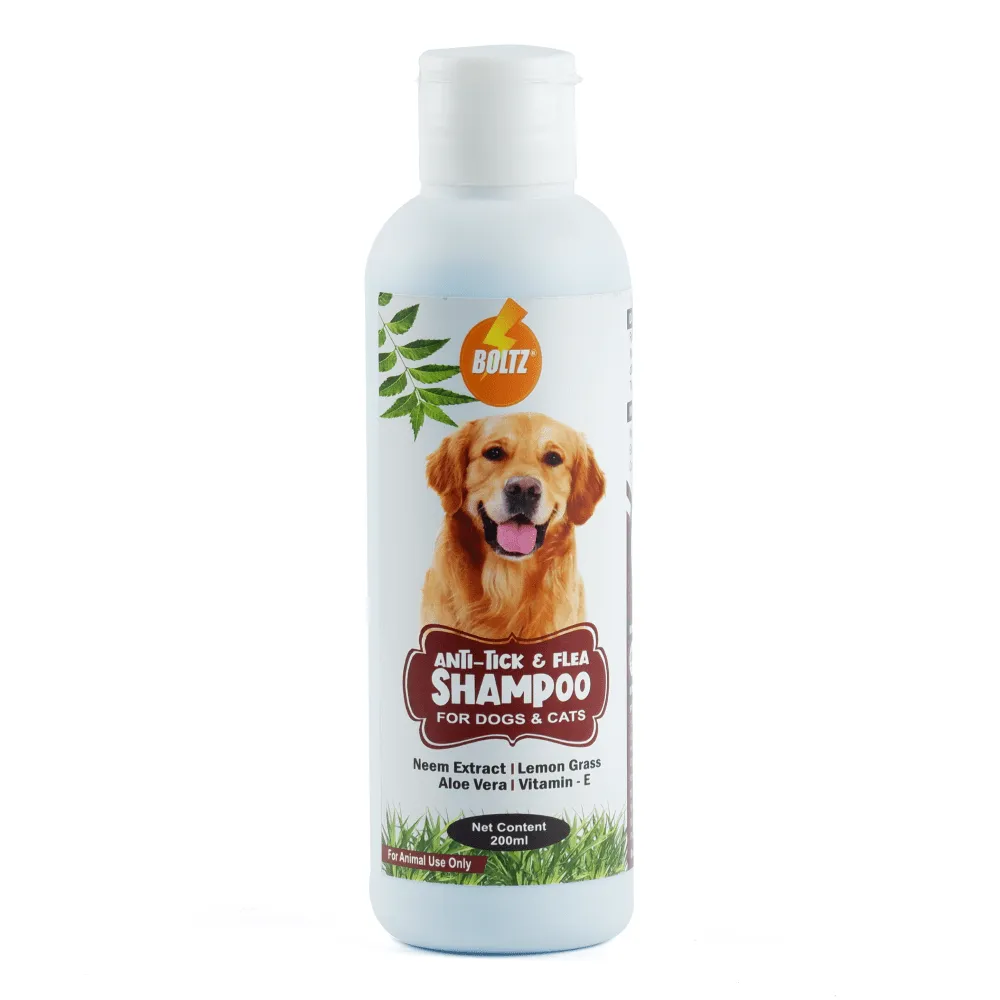 Boltz Anti Tick & Flea Shampoo with Brush for Dogs