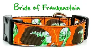 Bride of Frankenstein dog collar handmade adjustable buckle 1"wide or leash Petcollarshandmade