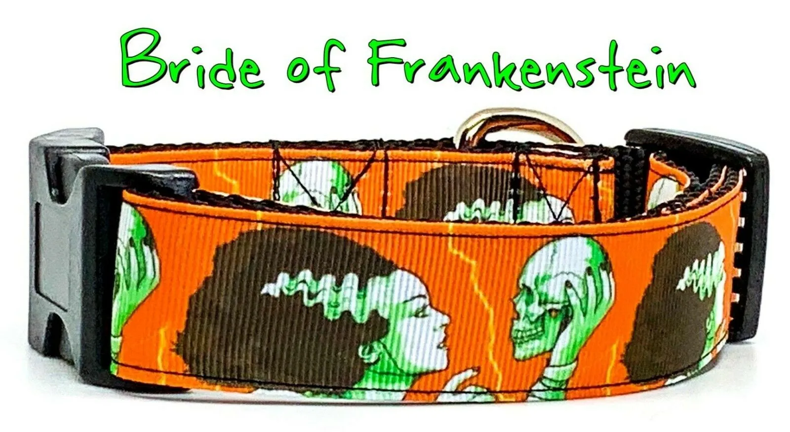 Bride of Frankenstein dog collar handmade adjustable buckle 1"wide or leash Petcollarshandmade
