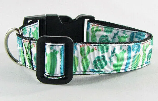 Cactus dog collar handmade adjustable buckle collar 1"wide or leash Petcollarshandmade