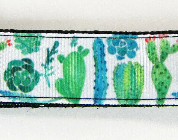 Cactus dog collar handmade adjustable buckle collar 1"wide or leash Petcollarshandmade