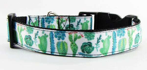 Cactus dog collar handmade adjustable buckle collar 1"wide or leash Petcollarshandmade