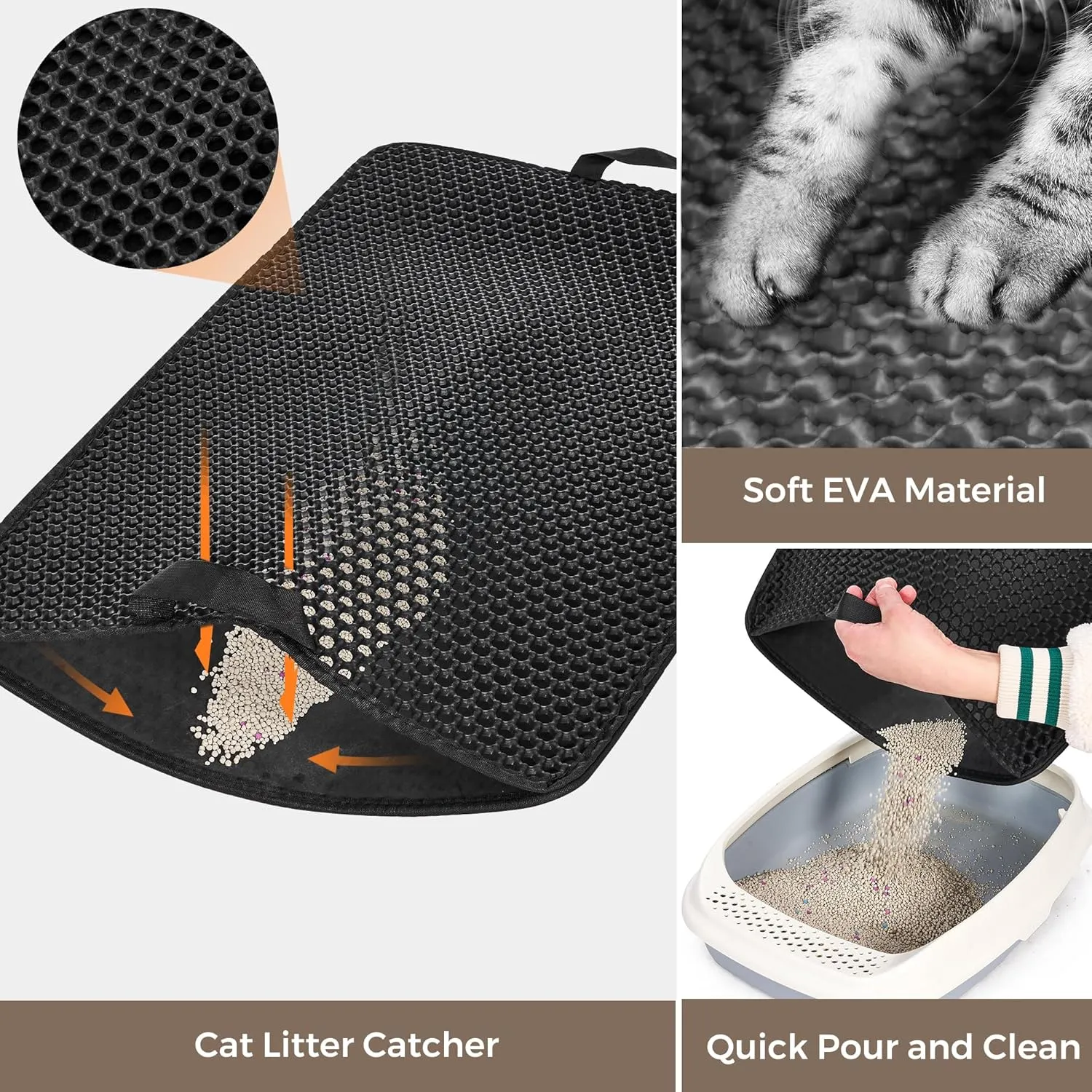 Cat Litter Box Enclosure with Litter Trapping Mat; Handwoven Plastic Rattan Cat House; No Installation Hidden Cat Washroom; Pet Crate for Balcony,Bedroom,Living Room