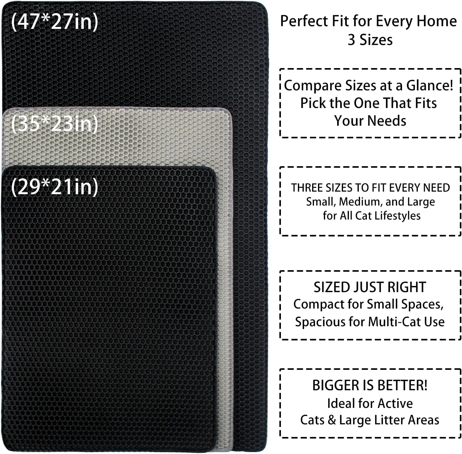 Cat Litter Box Mat Double Layer Trapping Mat Easy-Clean Waterproof Urine Proof(Gray 30x22in)