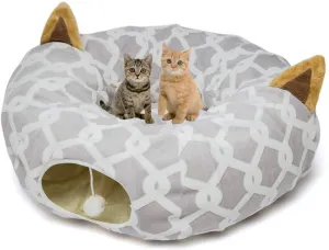Cat Tunnel Bed with Plush Cove