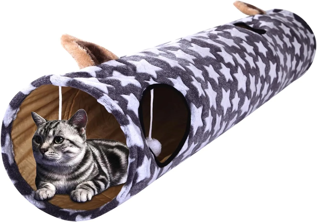 Cat Tunnel Bed with Plush Cove