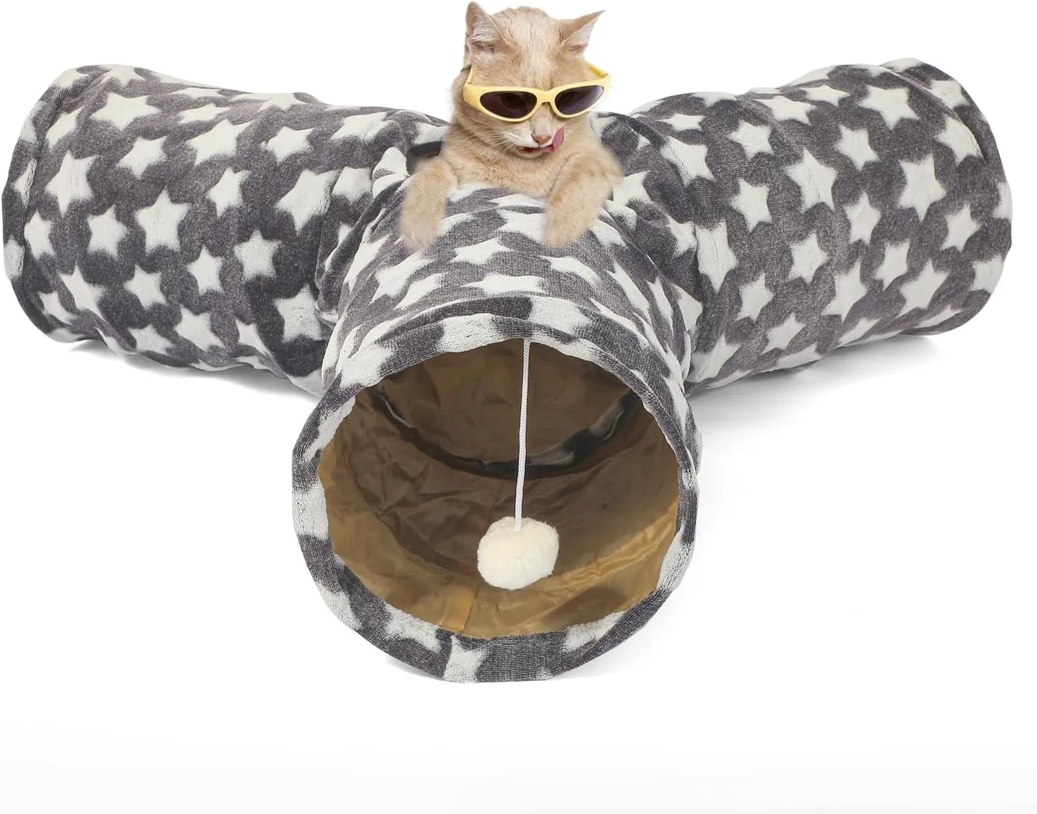 Cat Tunnel Bed with Plush Cove