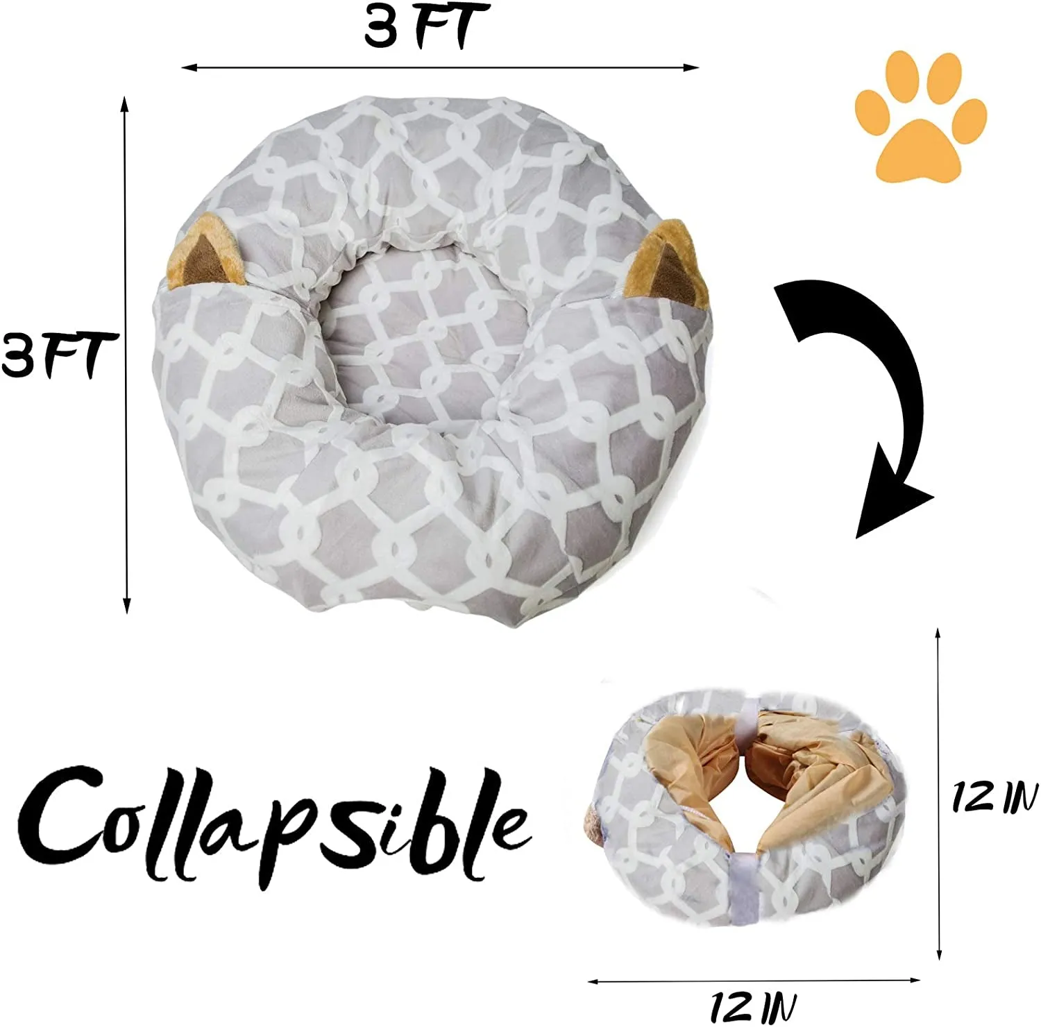 Cat Tunnel Bed with Plush Cove