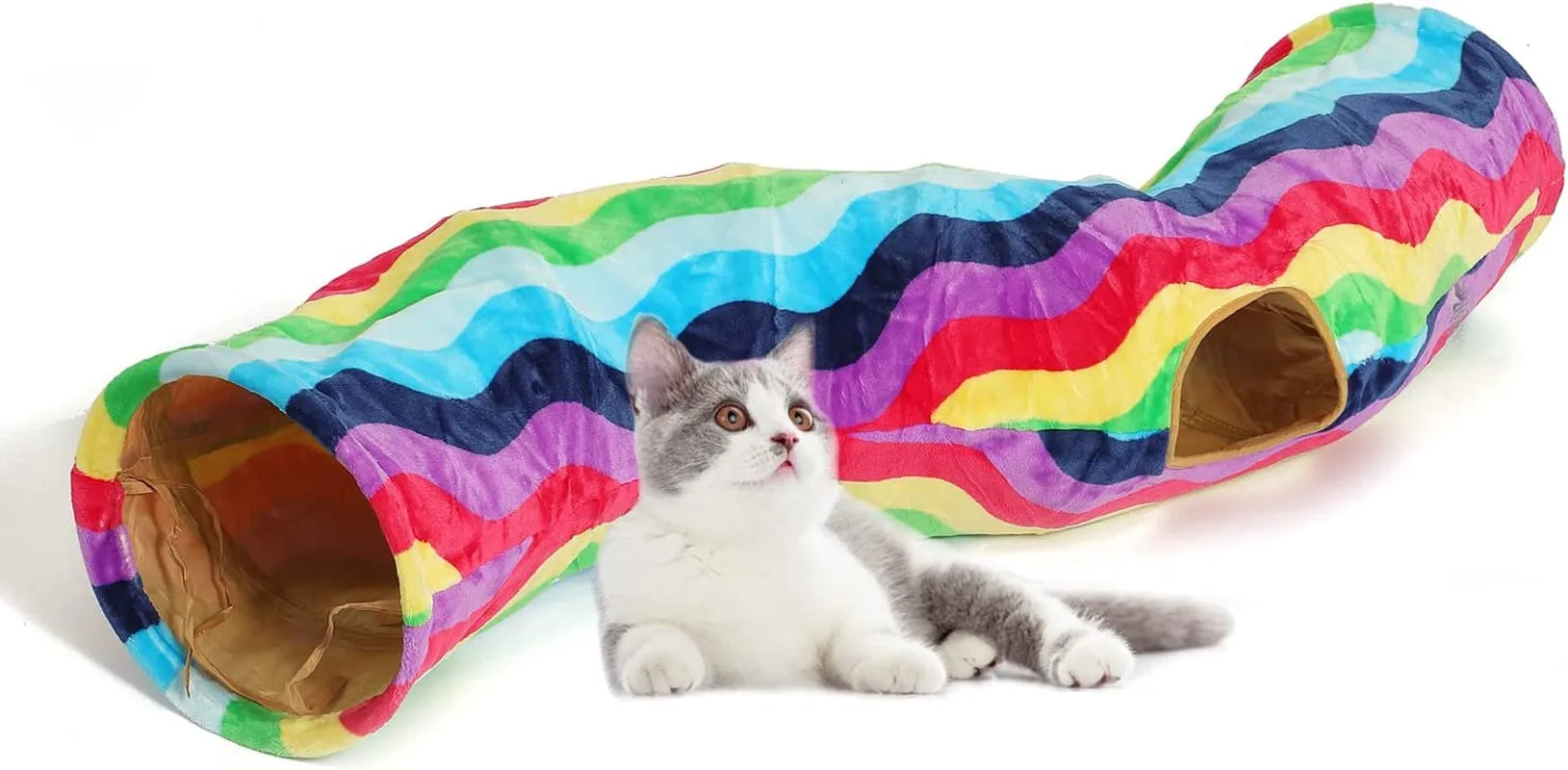 Cat Tunnel Bed with Plush Cove
