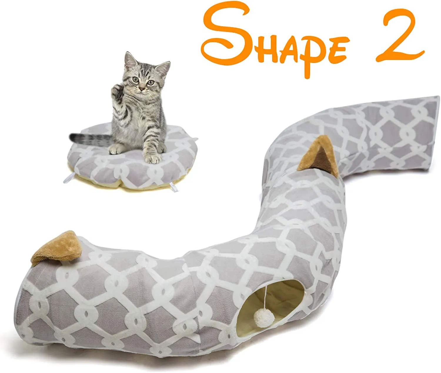 Cat Tunnel Bed with Plush Cove