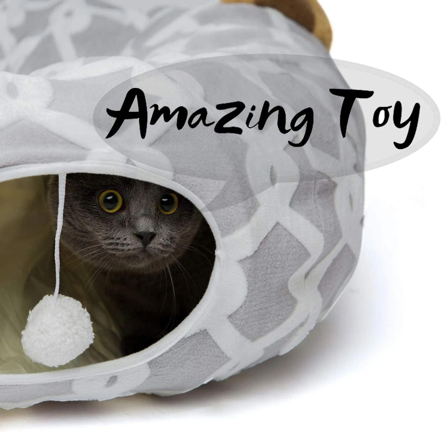 Cat Tunnel Bed with Plush Cove