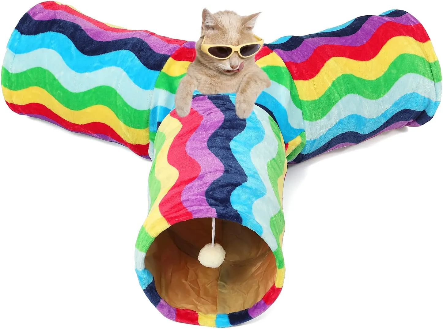 Cat Tunnel Bed with Plush Cove