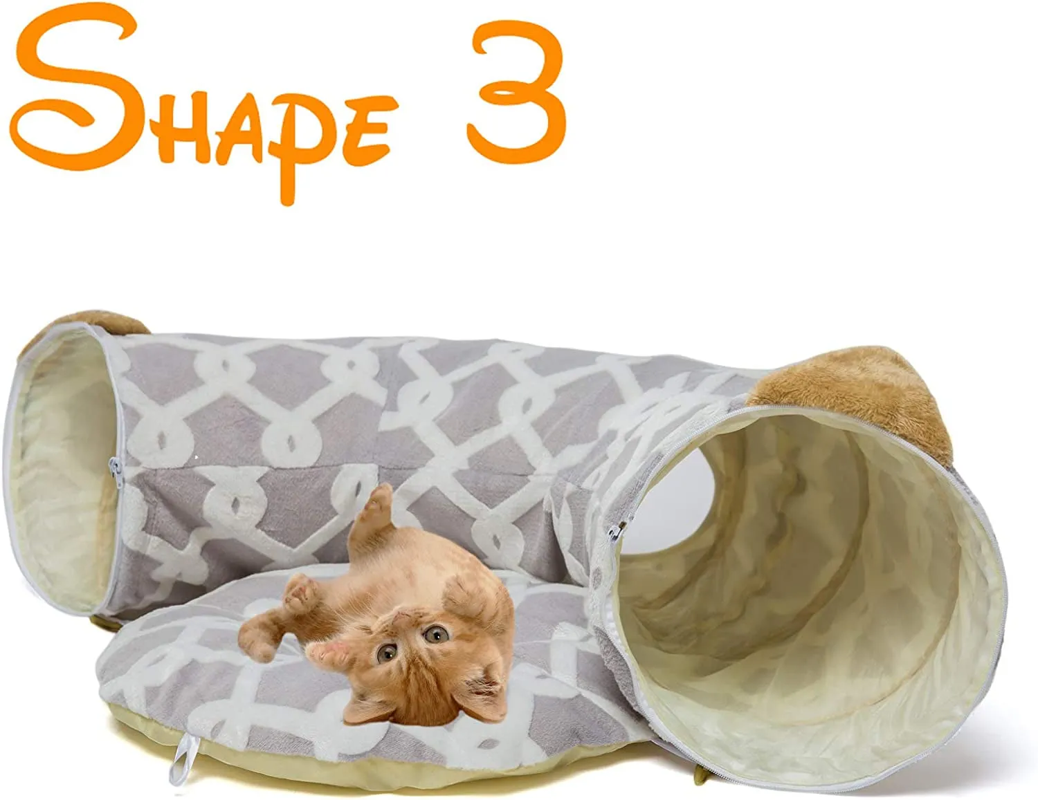 Cat Tunnel Bed with Plush Cove