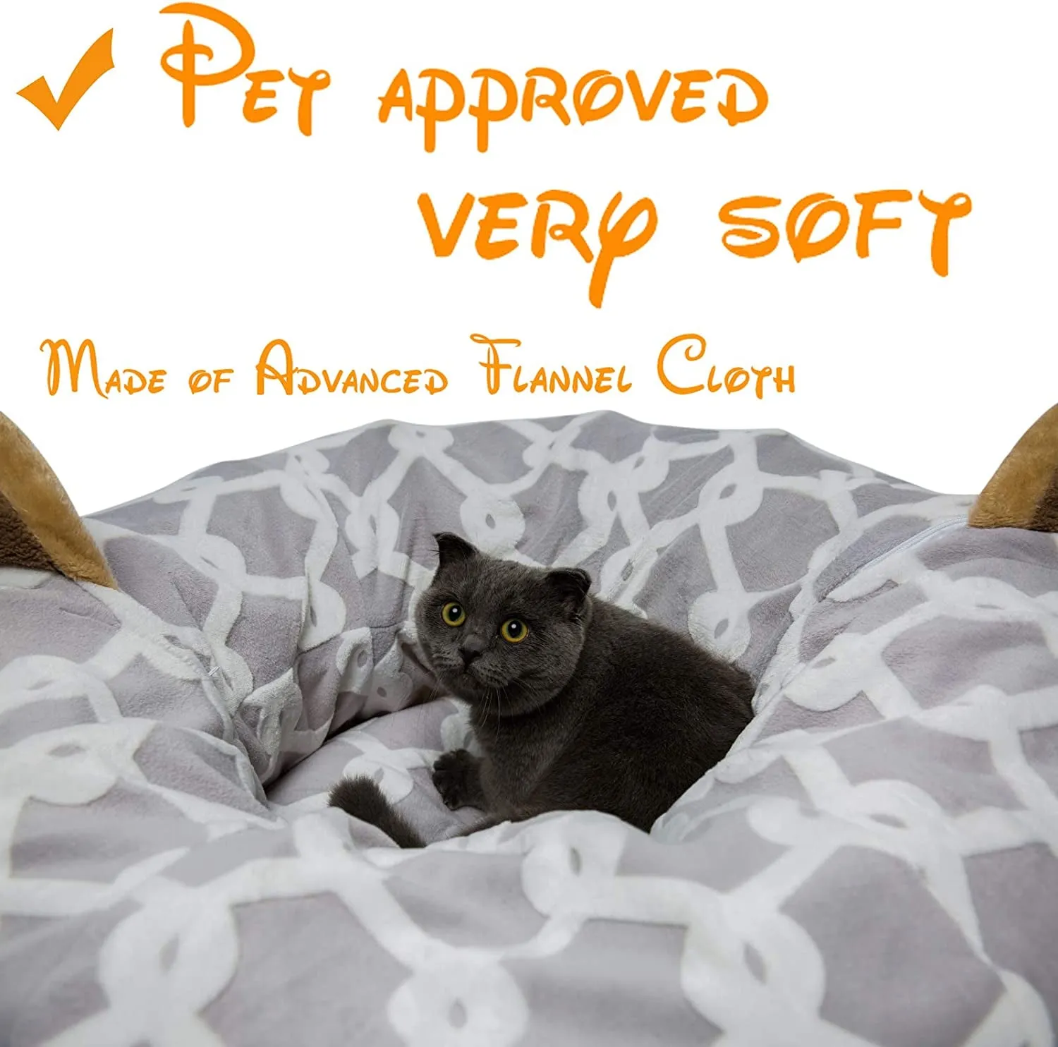 Cat Tunnel Bed with Plush Cove