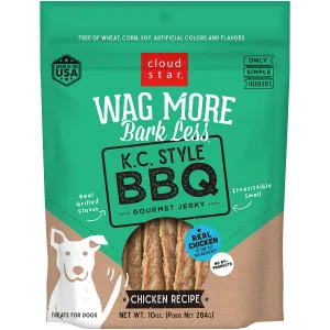 Cloud Star Wag More Bark Less Jerky BBQ Chicken Formula Dog Treats 4Oz