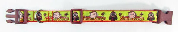 Curious George dog collar Handmade adjustable buckle collar 1"wide or leash Petcollarshandmade