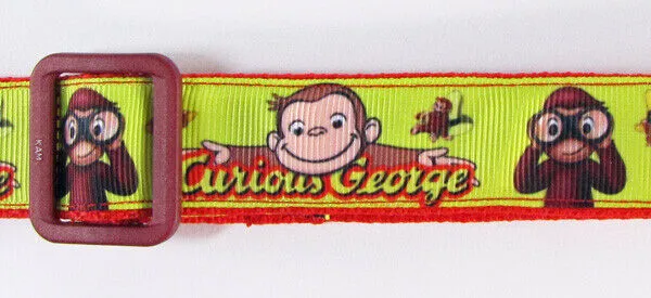 Curious George dog collar Handmade adjustable buckle collar 1"wide or leash Petcollarshandmade