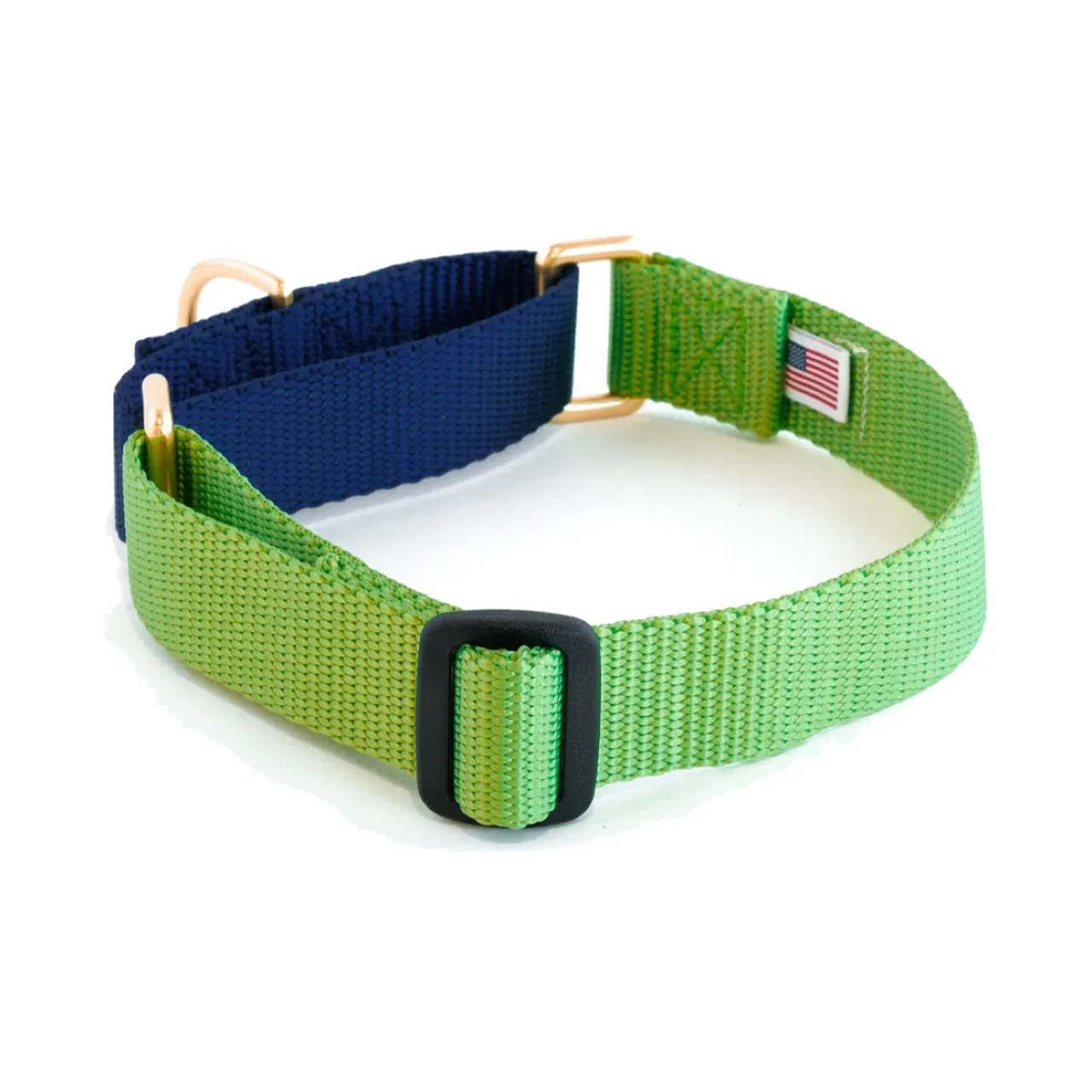 Dog Bone Martingale Collar Greenery (Lime) & Navy Blue