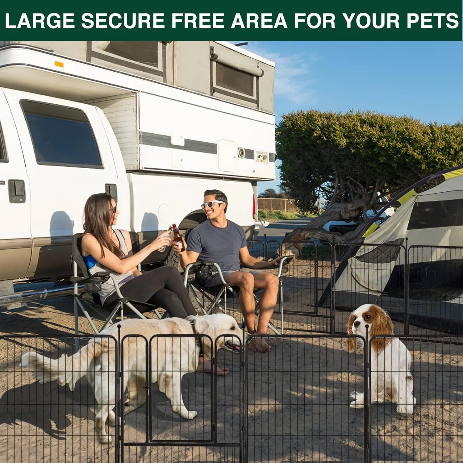 Dog Playpen Outdoor, 16 Panels 32" H Dog Pen Indoor, Metal Dog Fence Outdoor, Pet Fence for Large/Medium/Small Dogs, Indoor Puppy PlayPen, Dog Fence Exercise Pen for RV,Camping,Yard