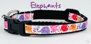 Elephants cat or small dog collar 1/2" wide adjustable handmade bell or leash Petcollarshandmade