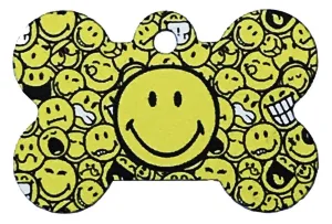 Emoji Smiley Face Pet ID Tag - Large Bone
