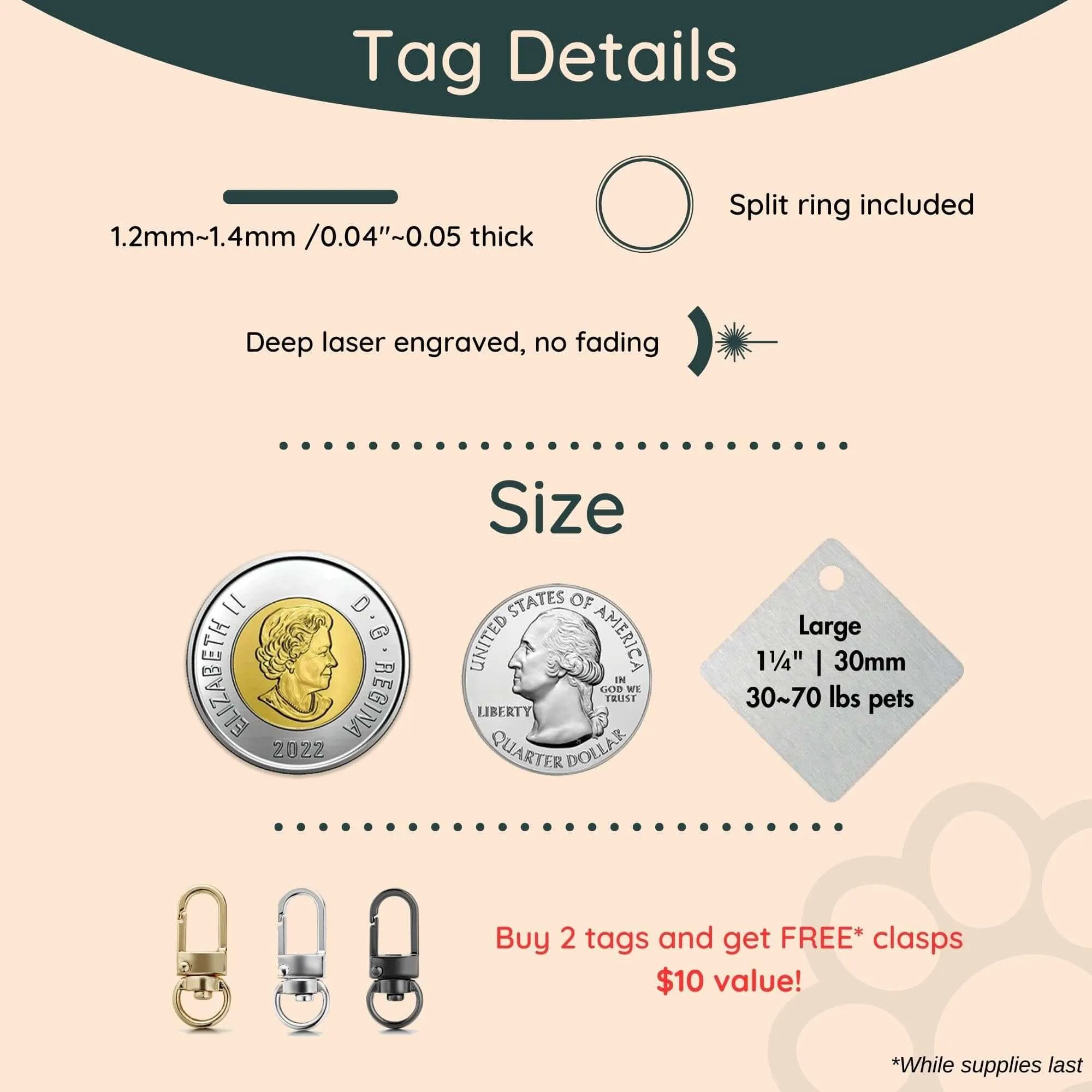 Engraved Dog Tags - Whale Design