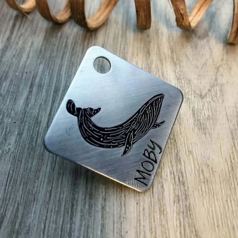 Engraved Dog Tags - Whale Design