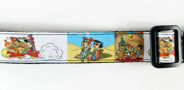 Flintstones dog collar handmade adjustable buckle collar 1" wide or leash fabric Petcollarshandmade