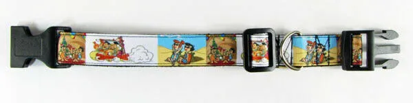 Flintstones dog collar handmade adjustable buckle collar 1" wide or leash fabric Petcollarshandmade